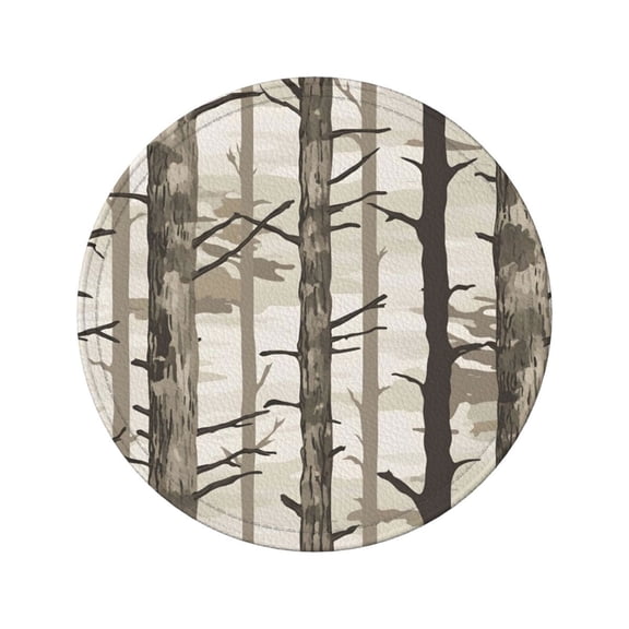6-Piece Set Of Round Coasters Water-Resistant Leather Double-Sided Non-Slip Design Ideal For Cups Kitchens And Home Decor Perfect Housewarming Gift 3.9-Inch Diameter Woods Camouflage Tan_2