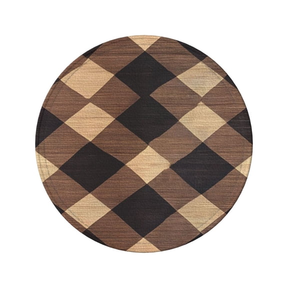 6-Piece Set Of Round Coasters Water-Resistant Leather Double-Sided Non-Slip Design Ideal For Cups Kitchens And Home Decor Perfect Housewarming Gift 3.9-Inch Diameter Argyle Plaid Brown_4