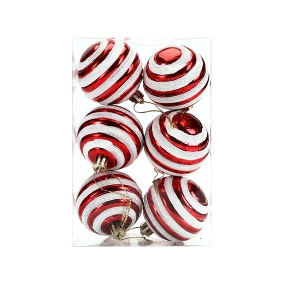 6-Piece Shatterproof Christmas Ornaments Set (2.4 Inch) - Plastic Holiday Baubles for Tree/Wreath Decor | Kid-Safe Xmas Bulbs with 5 Designs | Indoor/Outdoor Party Wedding Decorations