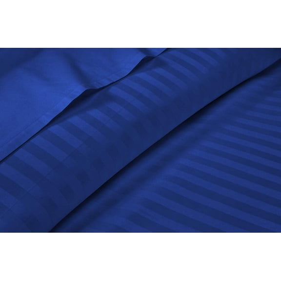 6 Piece Sheet Set - 600 Thread Count 100% Egyptian Cotton Sheets - Hotel Luxury Collection Bedding - Fits Mattress Upto 16" Inch Deep Pocket - Royal Blue Stripe, Full XL Size.