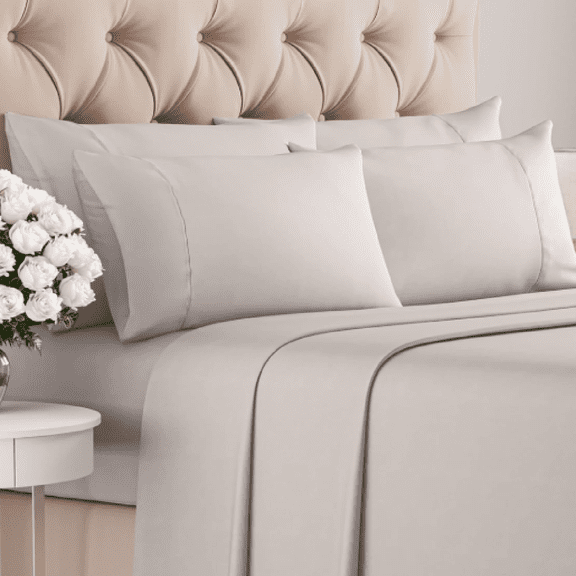 6 Piece Sheet Set - Comfy Breathable & Cooling - Ultra-Soft Hotel Luxury Bedding Set with 8-16 Inch Deep Pockets - 1 Flat & 1 Fitted Sheet & 4 Pillowcases - Wrinkle Free & Easy Care - Light Grey