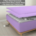 thumbnail image 1 of 6 Piece Sheet has Zipper Sheet Set, King Size 15 Inch Deep Pocket, 800 TC, Solid Lillac Color., 1 of 9