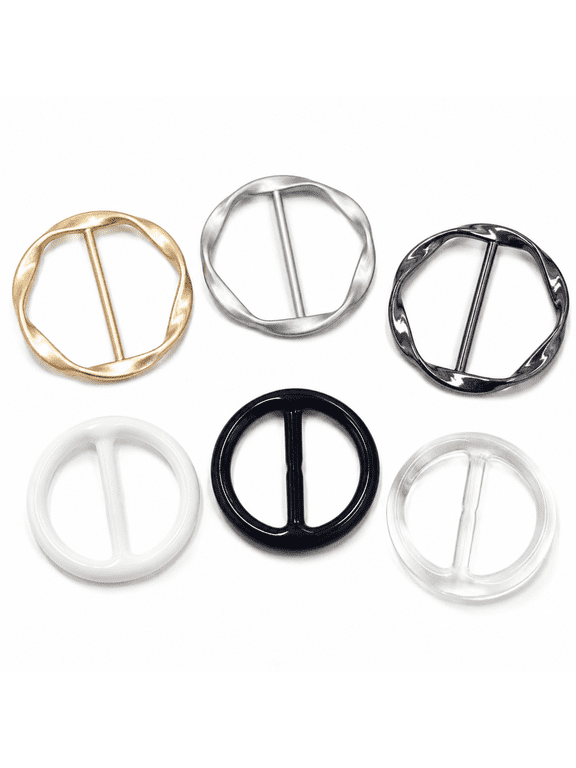 6-Piece Shirt Cinch Clips for Women, Scarf Rings, Waist Tighteners and T-Shirt Tie Clips