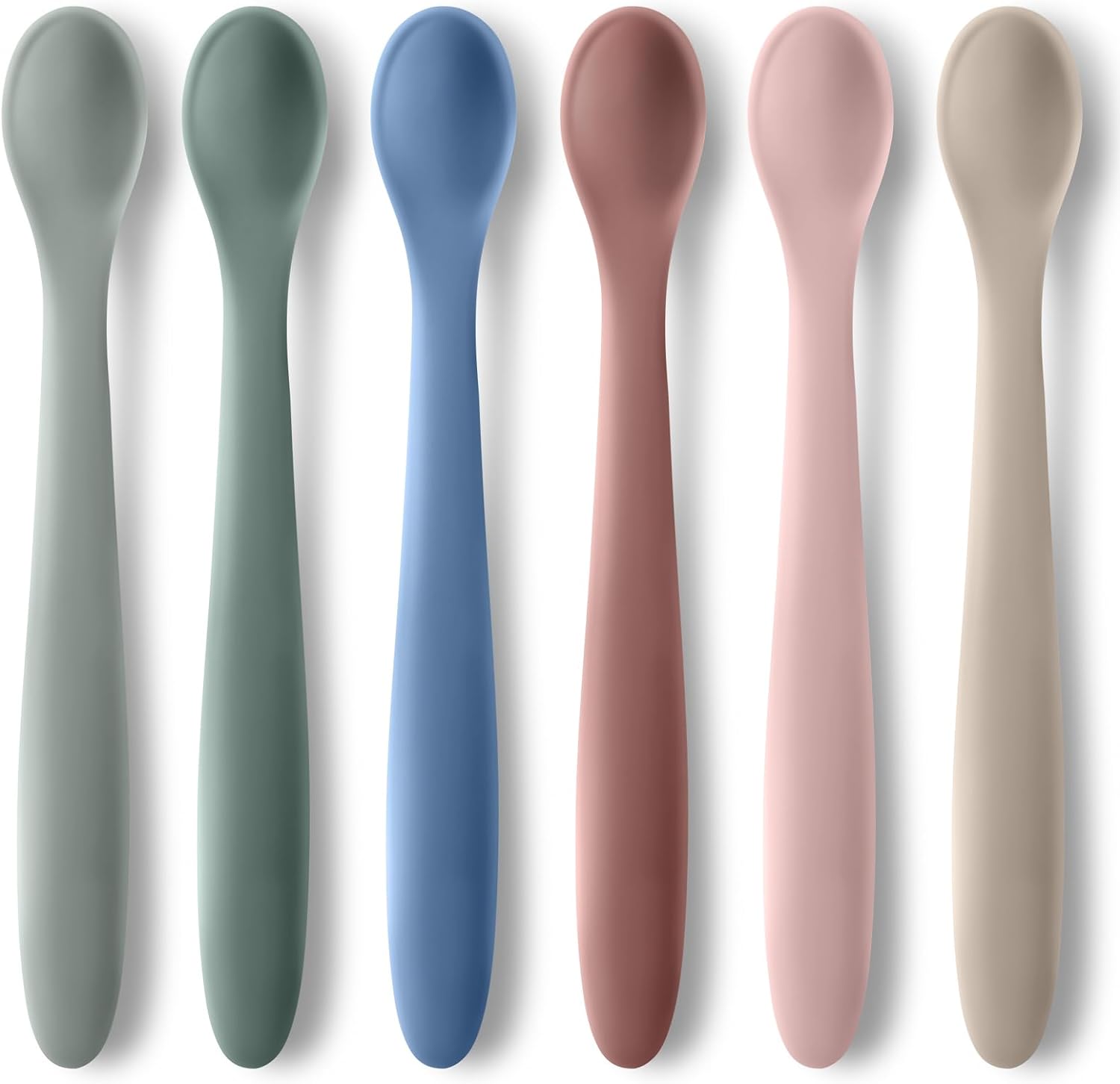 6Piece Silicone Baby Feeding Spoons SoftTip & Safe for First Stage