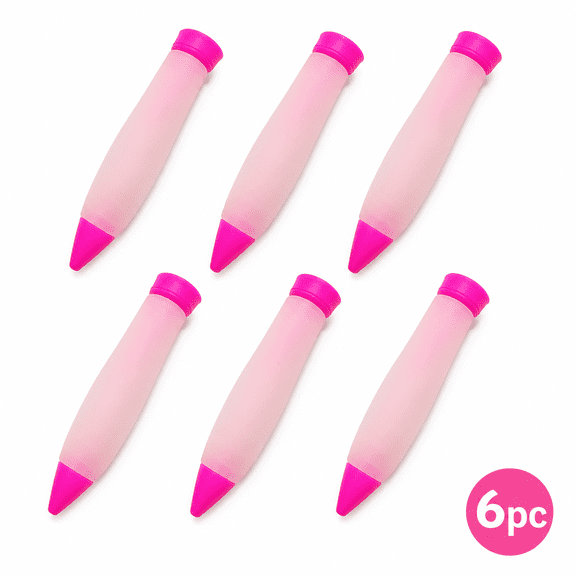 6-Piece Silicone Cake Decorating Pen Set, Refillable Icing Writing Tools with PP Tips, Multicolor Baking Pens for Cream, Jam, Chocolate Sauce, Cookie and Dessert Decorating