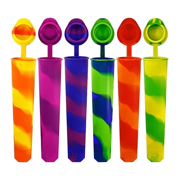 6-Piece Silicone Ice Tubes with Lids - Reusable Frozen Treat Molds for s Snacks & Drinks