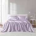 thumbnail image 1 of 6 Piece Solid Color Satin Sheet Set (1*Flat Sheet + 1* Fitted Sheet + 4*Pillowcases), Luxurious And Silky With Natural Sheen, Fits Up To 16" Mattress, 1 of 22
