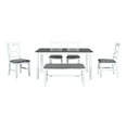 thumbnail image 1 of 6 Piece Solid Wood Dining Room Set with Upholstered Bench and 4 Dining Chairs, Rustic Farmhouse Kitchen Table Set with Bench and 4 Chairs, 36” x 60” (Gray+White), 1 of 8
