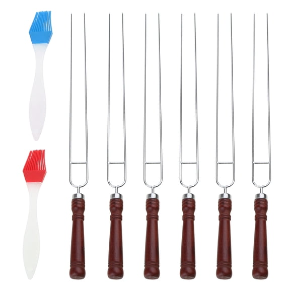 6-Piece Stainless Steel Barbecue Skewers BBQ Forks Seafood Forks BBQ Skewers Grilling Skewers U-shaped Skewers for Grill