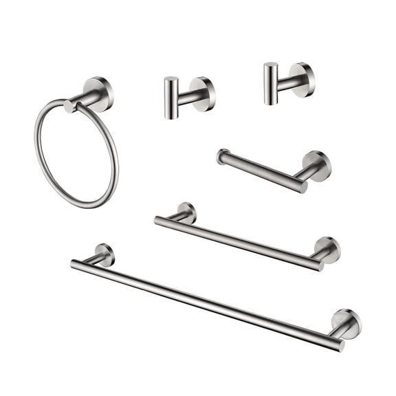 6 - Piece Stainless Steel Bathroom Towel Rack Set Wall Mount