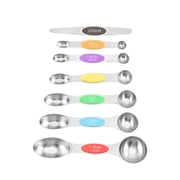 6 Piece Stainless Steel Double End Measuring Spoon Set with Leveler Stackable Nesting Kitchen Spoons Precise Baking Cooking Dry Liquid Ingredient Measuring Tool