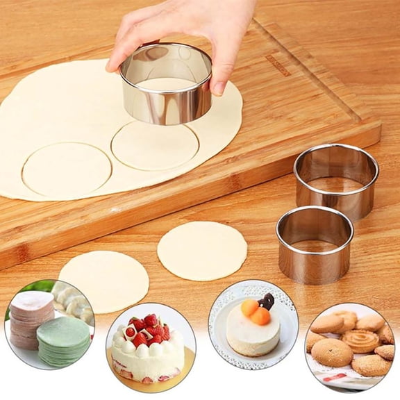 6-Piece Stainless-Steel Dumpling & Cookies Cutter Set, 3 Sizes, Heavy-Duty Cake Cutters, for Cooking Baking, Dishwasher-Safe