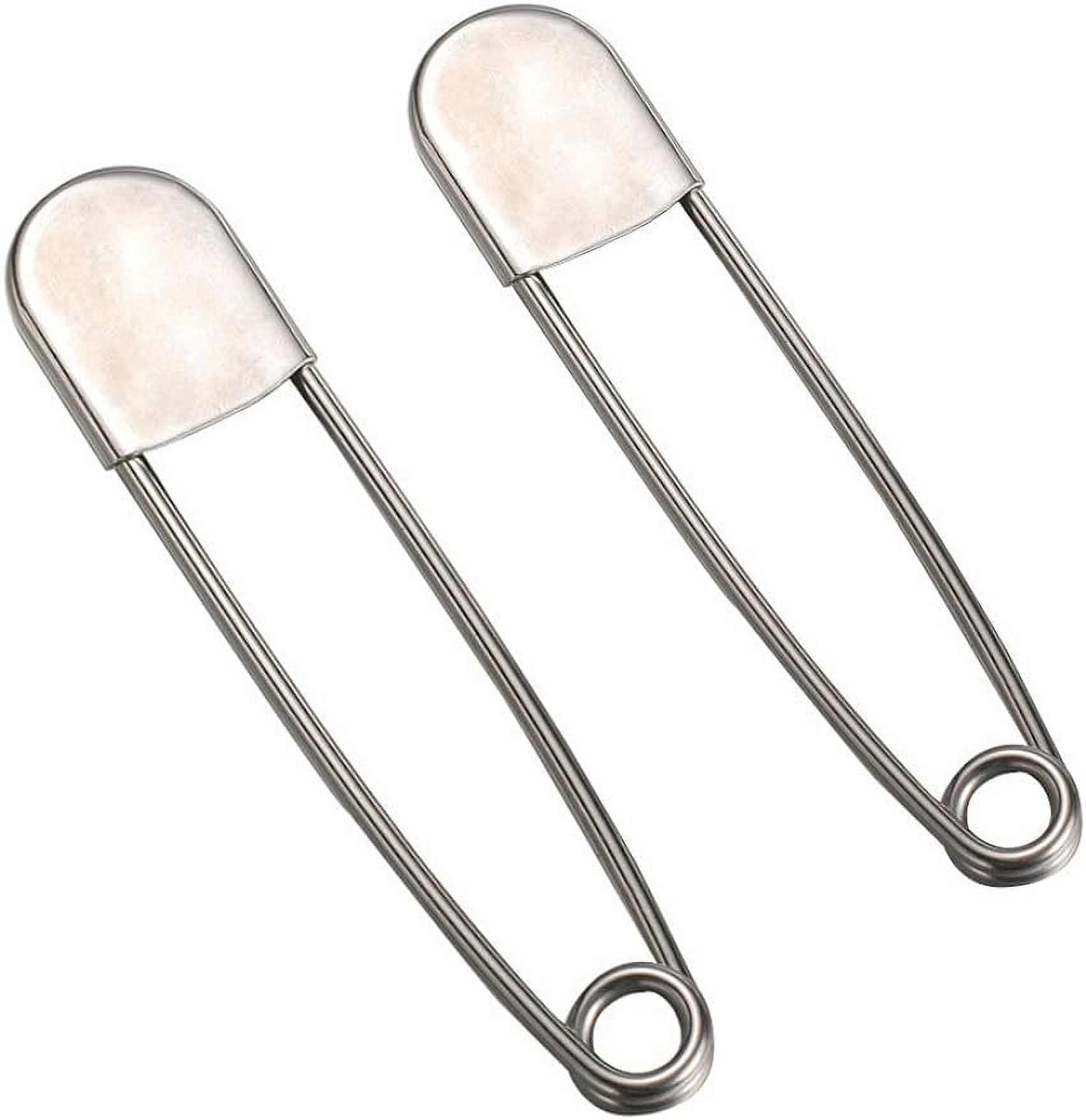 6 Piece Stainless Steel Heavy Duty Safety Pins, Bulk Extra Large Heavy
