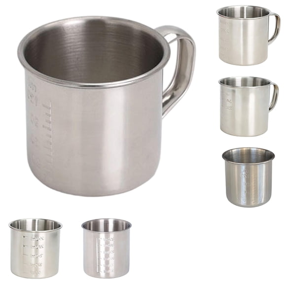 6 Piece Stainless Steel Measuring Cups, 120ml/250ml/350ml with Graduated Markings - Multifunction Kitchen Measuring Cups for Baking and Rice, Without Handles, Kitchen Cups (A*1+B*1+C*1+D*1+E*1+F*1)