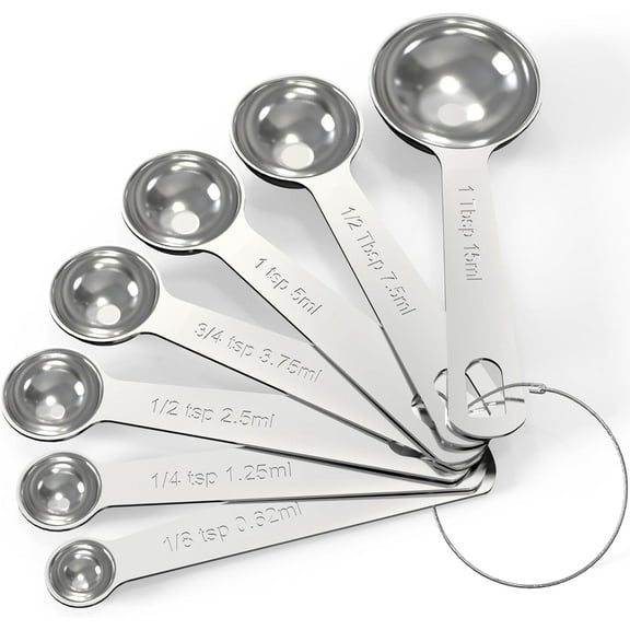 6 Piece Stainless Steel Measuring Spoons Set with Coffee Scoop for Cooking Baking Kitchen Gadgets
