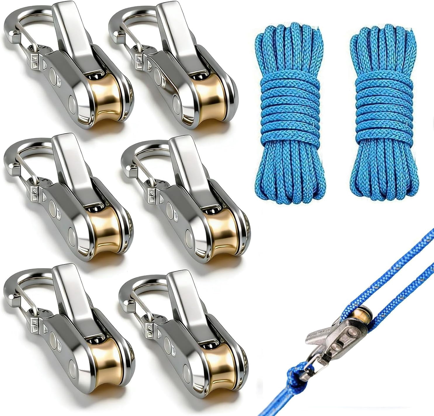 Hand Tools Ropes 6-Piece Stainless Steel Rope Tightening Tools, Equipped With Roller Cam ...