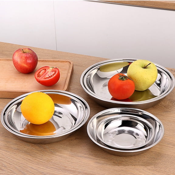 6-Piece Stainless Steel Round Plates,Dinner Plate Dish,6-Inch