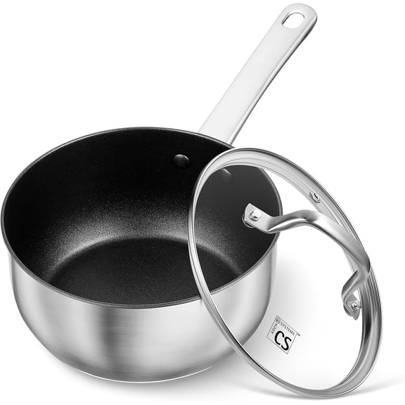 6-Piece Stainless Steel Saucepan Set, 1QT 2QT & 3QT Induction Compatible Cookware Set, Premium 18/10 Oven Safe Easy-Clean Saucepans