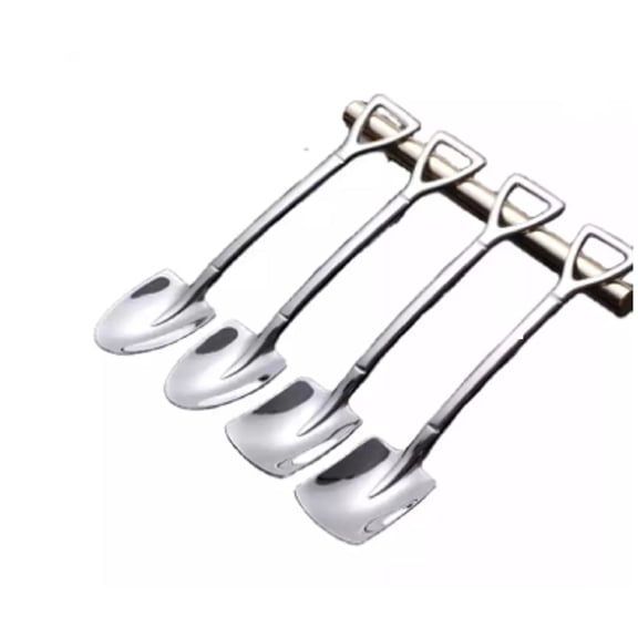 6 Piece Shovel Teaspoon Set, Small Spoons for Ice Cream, Coffee and Desserts, TIKA
