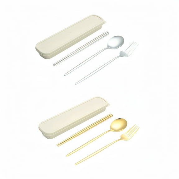 6-Piece Stainless Steel Suitable Carry Utensil Set With  Fork Spoon Chopsticks