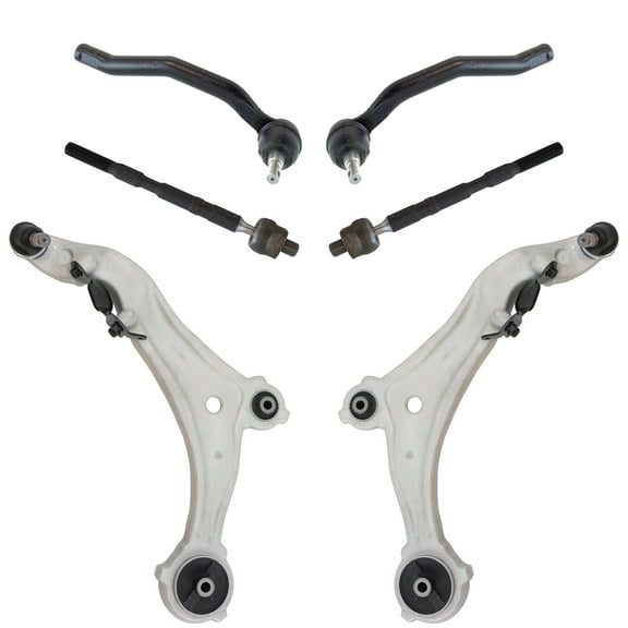 6 Piece Steering Suspension Kit Control Arms & Ball Joints Inner Outer Tie Rods PSA69614