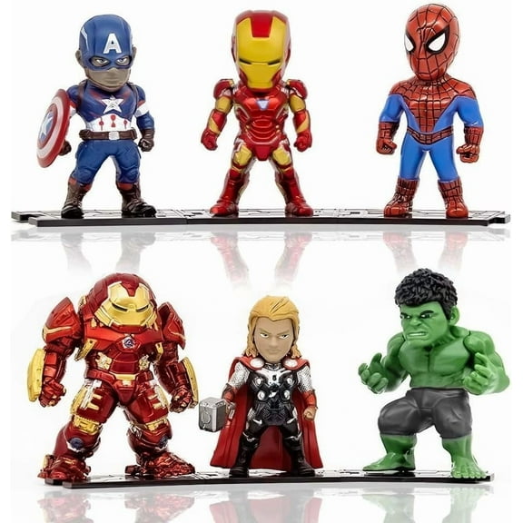 6-Piece Superhero Action Figure Set  Collectible PVC Mini Figures for Kids & Fans, Cake Topper Decorations