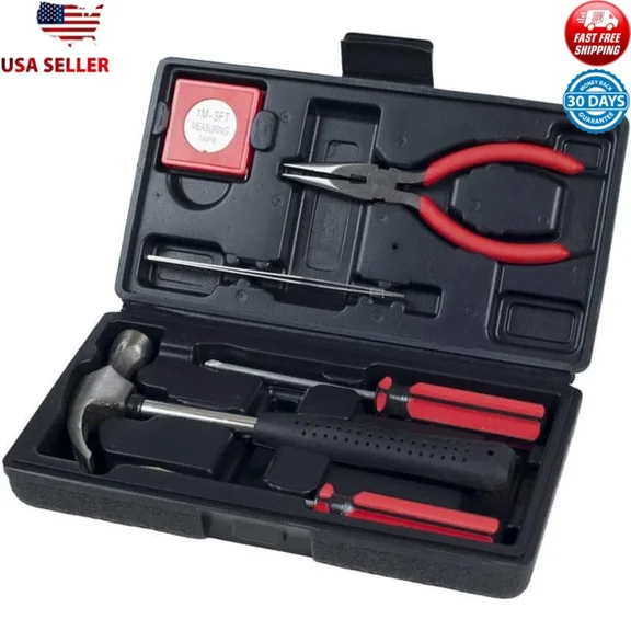 6 Piece Tool Set Home Repair Hammer Pliers Screwdrivers Measuring Tape New
