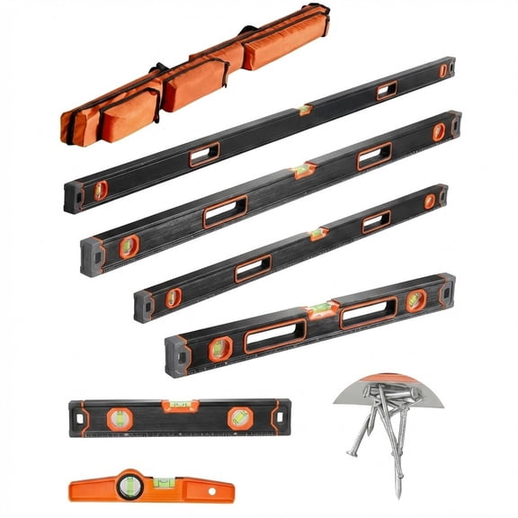 6-Piece Torpedo Level, 78/48/32/24/16/10 Inch All Magnetic Levels Set, Bubble Vials Ruler for 45/90/180 Degree, Aluminum Alloy Magnetic Box Leveler Tool, Shock-Resistance, SAE and Metric Scale