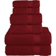 thumbnail image 1 of 6 Piece Towel Set, 100% Cotton Premium Towel Set, 2 Bathroom Towels, 2 Hand Towels, 2 wash Cloths, Highly Absorbent Shower Towels, Towel Sets for Bathroom, Burgundy, 1 of 7