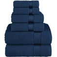 thumbnail image 1 of 6 Piece Towel Set, 100% Cotton Premium Towel Set, 2 Bathroom Towels, 2 Hand Towels, 2 wash Cloths, Highly Absorbent Shower Towels, Towel Sets for Bathroom, Navy, 1 of 7