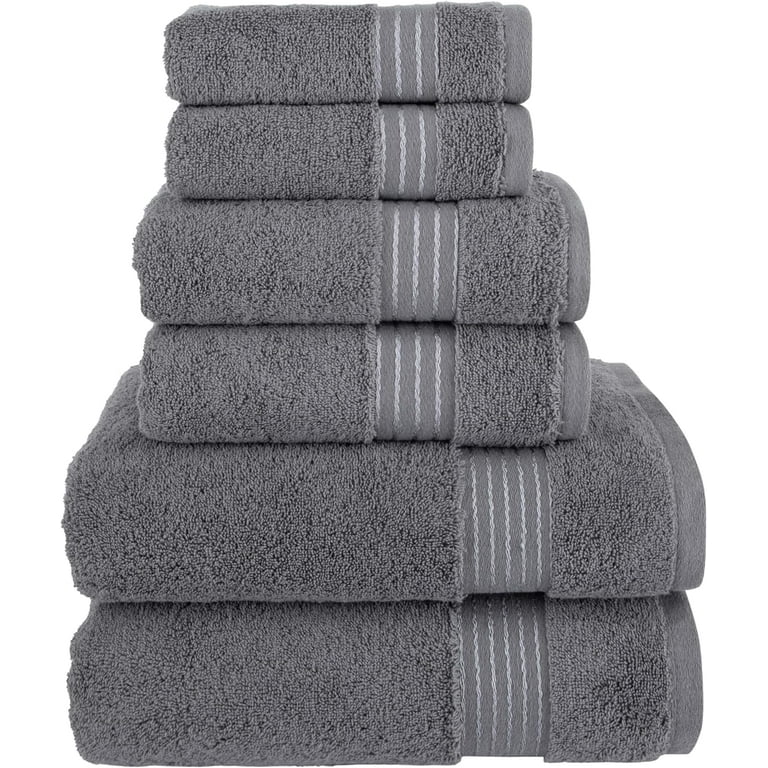 6 Piece Towel Set, 100% Cotton Premium Towel Set, 2 Bathroom Towels, 2 Hand  Towels, 2 wash Cloths, Highly Absorbent Shower Towels,, Grey