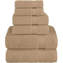 6 Piece Towel Set, 100% Turkish Cotton Soft Absorbent Towels for Bathroom, 2 Bath Towels 2 Hand Towels 2 Washcloths, Taupe