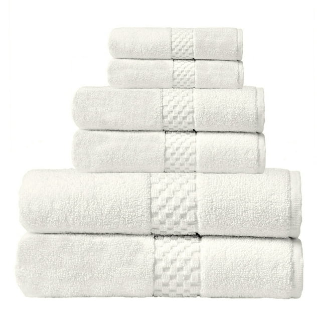 6 Piece Towel Set, 2 Bath Towels 2 Hand Towels 2 Washcloths, 100