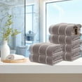 thumbnail image 1 of 6 Piece Towel Set | Soft Absorbent Cotton Towels for Home, Spa, Gym, Salon, Bathroom | Durable Quick Dry Material | 69x32cm | White Blue Coffee | Multipurpose Face Hand Towels, 1 of 8