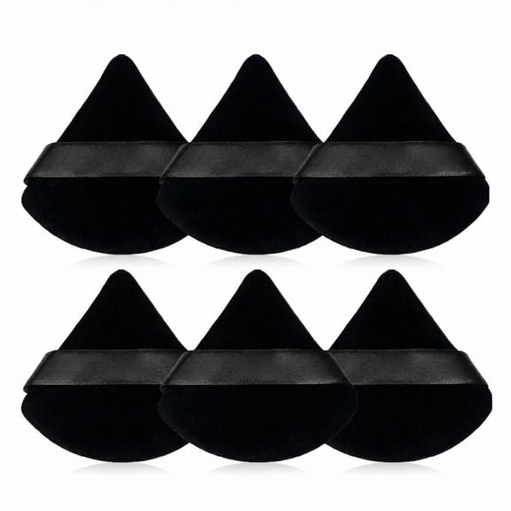 6-Piece Triangular Powder Puff, Dry and Wet Dual-Use, Facial Soft Triangular Powder Puff, Makeup Bubble Velvet Foundation Make-Up Sponge, Valentine'S Day Gift (Black)