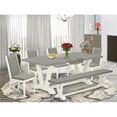 thumbnail image 1 of 6 Piece V-Style Awesome Modern Dining Table Set - Linen White, 1 of 1