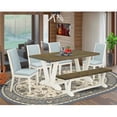 thumbnail image 1 of 6 Piece V-Style Dinette Set - Wirebrushed Linen White, Distressed Jacobean & Baby Blue, 1 of 1
