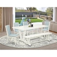 thumbnail image 1 of 6 Piece V-Style Dining Set - Wirebrushed Linen White & Baby Blue, 1 of 1