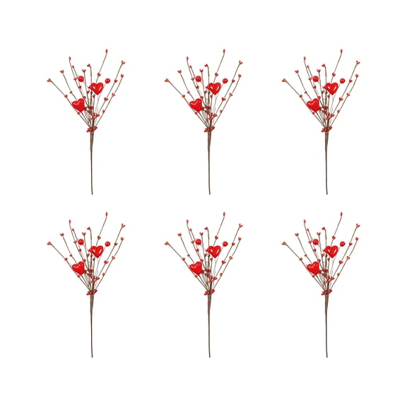 6-Piece Valentine's Day Decorative Spray Floral Branch, Table Centerpiece & Qixi Festival Party Decor, Festive Berries Accent For Indoor Home Living Room Bedroom Event Displays,