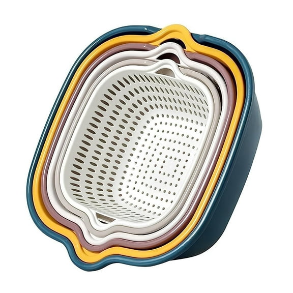 6-Piece Vegetable Washing Basket Set 2-in-1 Colander and Bowl Set | Stackable Kitchen Strainer | BPA-Free Food Strainer for Fruits, Veggies & Pasta | Safe & Space-Saving Meal Prep.