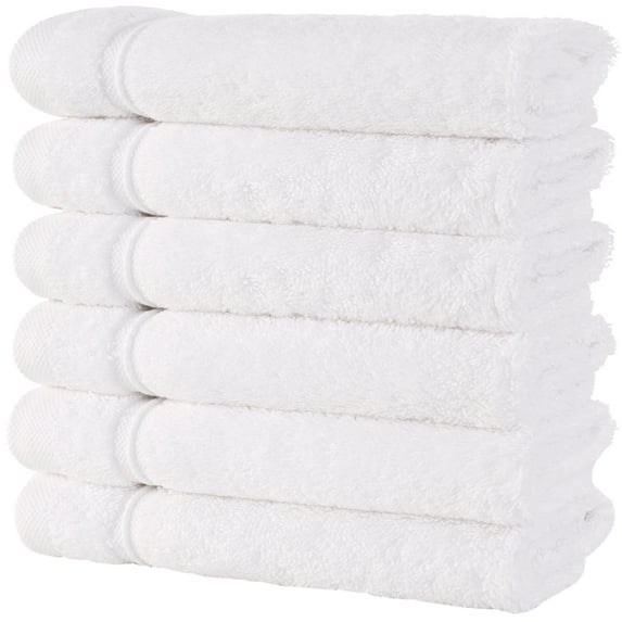 6-Piece Washcloths | 100% Turkish Cotton, Spa & Hotel Towels Quality, Quick Dry Wash Cloths for your Bathroom, Shower Towels (White)