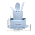 thumbnail image 1 of 6-Piece Wheat Straw Tableware Set, Eco-Friendly BPA-Free Unbreakable Dinnerware Set with Bowl, Plate, Cup & Cutlery for Home, Picnic & Travel, Blue, 1 of 6
