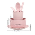 thumbnail image 1 of 6-Piece Wheat Straw Tableware Set, Eco-Friendly BPA-Free Unbreakable Dinnerware Set with Bowl, Plate, Cup & Cutlery for Home, Picnic & Travel, Pink, 1 of 6