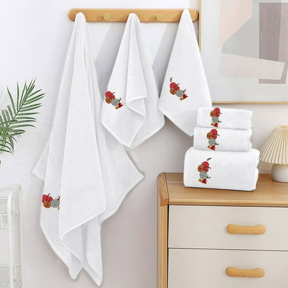 6-Piece White Cotton Bath Towel Set Soft Absorbent Towels for Bathroom Spa Home Decor Includes Bath Hand and Wash Cloths(White,B)