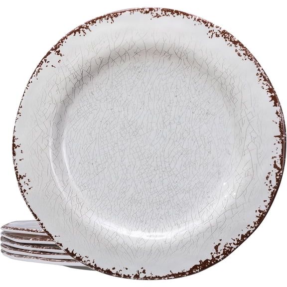 6 Piece White Dinner Plate Set, 11 Durable Melamine Plates, 6 Piece Camper RV Dishes Set for Formal and casual dining, Lightweight and Chip Resistant, Dishwasher Safe