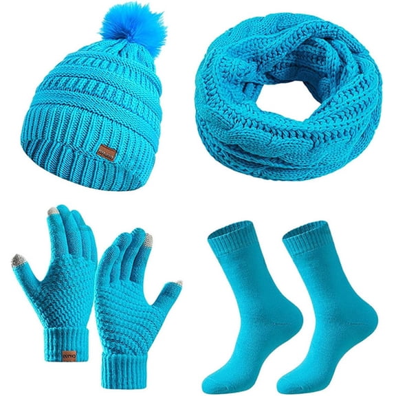 6-Piece Women's Thermal Winter Set, Hat Scarf Gloves & Socks for Cold Weather Activities