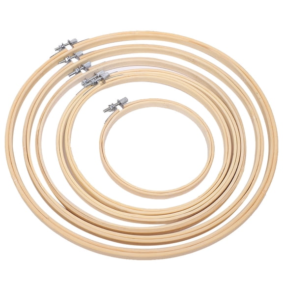 6-Piece Wooden Embroidery Hoops Set Adjustable Cross-Stitch Hoop Rings Multiple Sizes 5.1 to 11.8 inches (13 to 30 cm) for DIY Needlework Crafting Sewing Decor