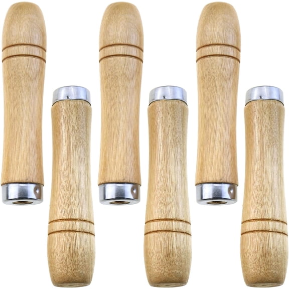 6-Piece Wooden File Handle with Sturdy Metal Ferrule, Ergonomic Handle, Easy Installation for 4-inch to 7-inch Metal Files, Screwdrivers, Hand Drills