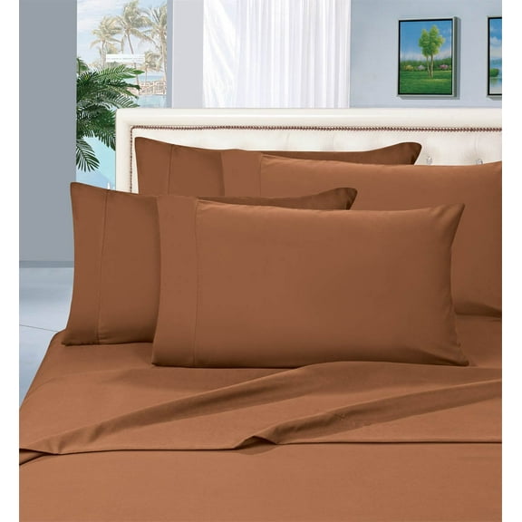 6 Piece Wrinkle Resistant 1500 Thread Count Bed Sheet Set, Full, Bronze