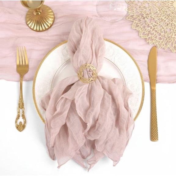 6-Piece Wrinkled Cloth Napkins Set, Bali Gauze Pleated Napkins with 3 Colors for Wedding Party INS Decor